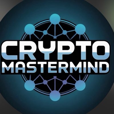 A circular logo featuring a network node graphic with the text 'CRYPTO MASTERMIND' across the center on a dark background.