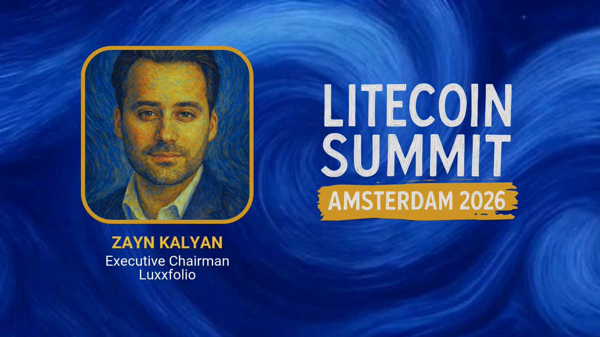 The image features a man with a beard, wearing a suit, standing against a blue background that has white swirls. The text "21 days until LITECOIN SUMMIT Amsterdam 2016" is written below him. This suggests that there are 21 days left before the event takes place in Amsterdam.