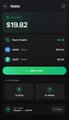 A wallet screen showing a balance of $19.82 across three accounts—Polkadot ($19.82), Terra ($0.00), and USDC ($15.9)—with a green "Withdraw" button, illustrating the user's claim of withdrawing $15.9 USDC from the Phygitals platform.