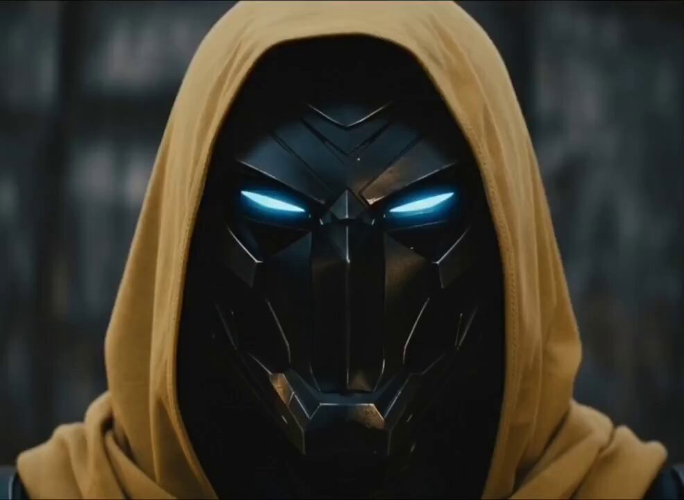 The image features a person wearing a black mask with blue lights shining from their eyes. They are also wearing a yellow hoodie or scarf over their head. The caption "If you can't hold, you won'n be rich." suggests that the person in the image might be associated with a character or concept related to wealth and power.

The post is about money, which could potentially be connected to the mask's design or the overall theme of the image. However, without more context, it is difficult to determine if there is any direct connection between the mask and the caption.