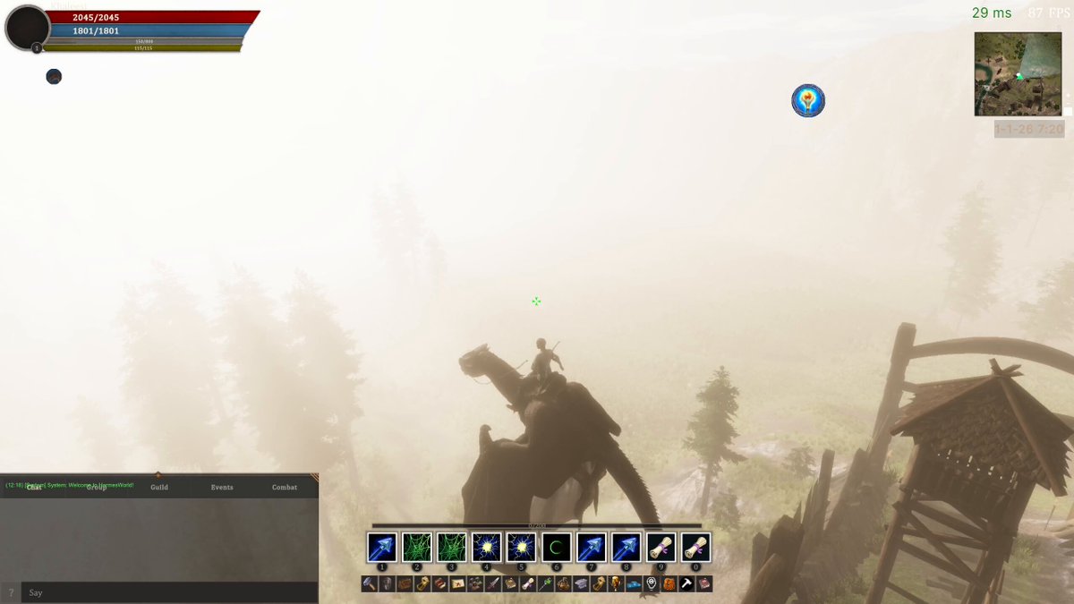 The image shows an older version of Minecraft with a player's character standing atop a large rock formation, overlooking a forested area below. The game has been paused for some time, as indicated by the pause screen. A caption above the image reads "I just picked up 1M+ !" tokens at Pumpfun and mentions that the player is now officially a "Dragonlord".