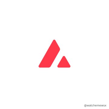 Red Avalanche (AVAX) logo on a white background, watermarked @watchmewsx in the bottom right corner.