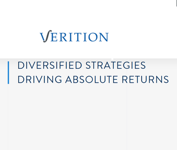 Verition logo with tagline 'DIVERSIFIED STRATEGIES DRIVING ABSOLUTE RETURNS'.