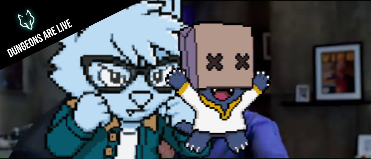 The image features a cartoon character wearing glasses and holding a cardboard cutout of another cartoon character with a sad expression. The text "I am not competitive in the new Wolfage dungeons from @wolfswapdotapp" is present, indicating that this scene takes place within the context of a gaming or video game environment. The post also includes a link to a website called @CronosApp and mentions that it's a part of the #solana community.