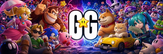 The image features a large, colorful graphic with various characters from popular video games such as Mario, Sonic, Donkey Kong, and others. The characters are depicted in different poses and settings, creating an engaging visual experience for viewers. The text "GG" is prominently displayed at the bottom of the image, indicating that it is related to gaming or a gaming community. The post also mentions updates coming later today, suggesting that there might be new content or improvements planned for the gaming world.