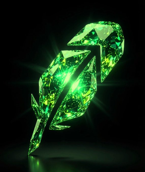 A glowing green gem-like emblem with sharp geometric facets radiates light against a dark background, symbolizing a hidden, valuable treasure. The image visually represents the post's call to uncover an underrated gem project on Robinhood Chain.
