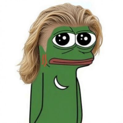 The green Pepe the Frog meme character with blonde hair, featuring large sad eyes and a downturned mouth.