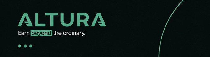 The image displays a banner with the text "Altura" written in black letters at the top. Below the text, there are two circles of varying sizes, one larger than the other. The larger circle has a green border around it while the smaller circle has a white border and is slightly taller. At the bottom right corner, there is a watermark that reads "28% APR on stablecoins is kinda crazy while most yields rely on emissions, Altura generates returns through onchain and real world markets that's the difference just @alturax". The elements in this image are related to the concept of altura – an innovative currency or token – being presented against a neutral background.