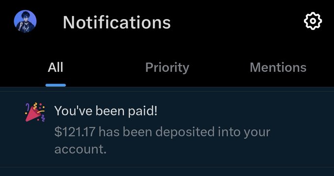 The image shows an alert screen with notifications for a user named "elon". The notifications include a message congratulating the user on being paid almost a 100 $ton, which implies that they have received a substantial amount of money as payment. The user has been paid and is now waiting to receive their account balance.