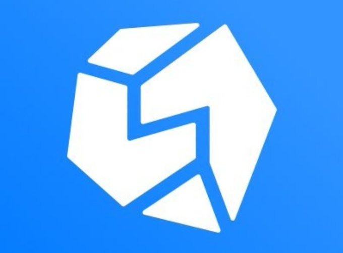 The image displays the STON.fi logo—a white geometric hexagon design on a bright blue background—matching the @ston_fi branding referenced in the post about their user-friendly DeFi platform built on TON.