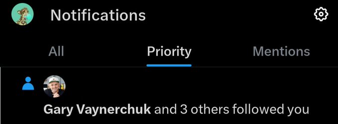 ids of notifications and priority are displayed on a black screen, with the priority setting as "All" and the notifications as "Mentions".