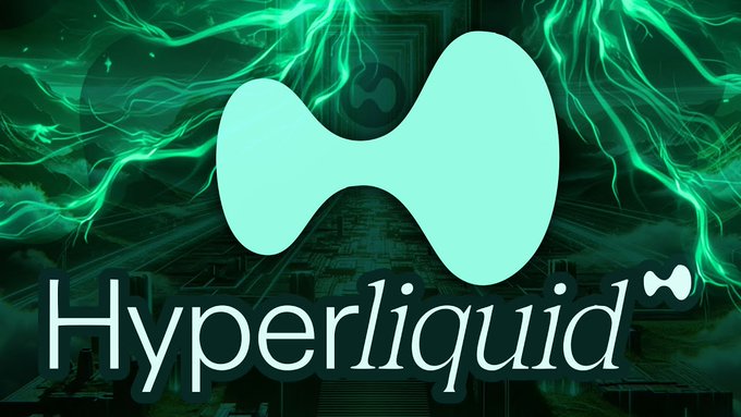 The image features a logo for Hyper Liquid, which is a cryptocurrency trading platform. The logo consists of two blue circles connected by a line, with the word "HYPERLiquid" written below them. The background of the image is green, giving it an artistic and futuristic feel. The text in the image reads: "Focus on what is in the image and how it relates to the post". This suggests that the focus should be on the Hyper Liquid logo and its message rather than on other elements within the image or the broader context of the post.