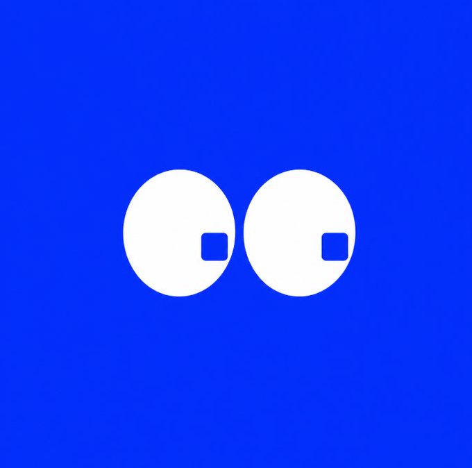 The image features a blue background with two white circles, each containing an eye icon. The caption below the image reads "The future of crypto isn' just about faster transactions. It'S about making blockchain simple enough for everyone to use. That'S why I'm excited about @base. A growing ecosystem. More builders. More real world apps. Lower fees. Better user experience".