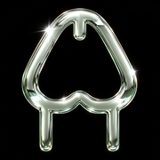 A glossy, metallic heart-shaped icon with two leg-like extensions displayed against a black background.