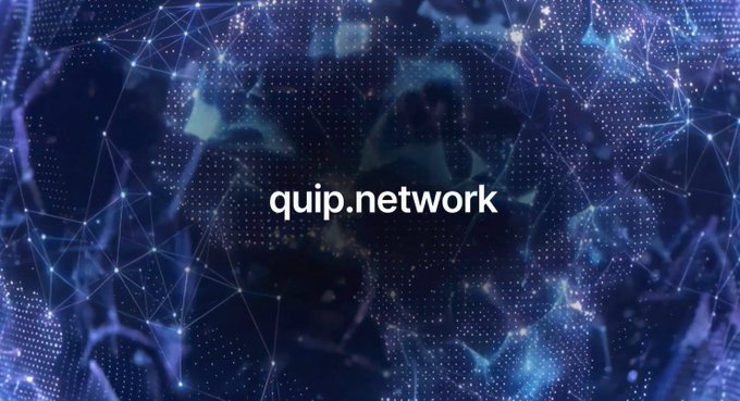 The image features the text "quip.network" displayed in white against a dark background overlaid with glowing blue digital network nodes and connecting lines, symbolizing interconnected data and computing power.

This visually reinforces the post's message about @quipnetwork creating a liquid marketplace for quantum compute, with the network-like imagery evoking the idea of decentralized, accessible processing power rather than owned hardware.