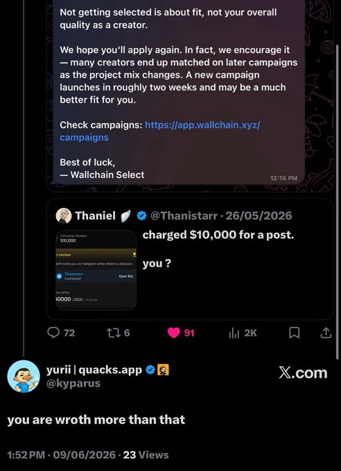 The image shows a post from a Twitter account named @Thanistar, which contains both text and a photograph of an author. The post also includes information about another Twitter user who claimed that Thanos was awarded $10,000 for his work in the Star Wars franchise. The post suggests that Thanos is not as valuable or appreciated as Thanos' creator and that the creator received more recognition than Thanos. This message from a different user highlights an issue with the distribution of credit within the Star Wars community.