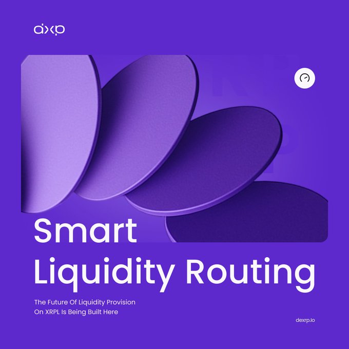 The image features an advertisement for smart liquidity routing that highlights its importance as a foundation of DeXRP's ecosystem. The text "What is the foundation of DeXRP? LPs on our DEX are the driving force behind the entire XRPL ecosystem That'S why we've built a reward system designed to max long-term value, stability, and transparency". This emphasizes that the smart liquidity routing system plays a crucial role in the development and growth of DeXRP. The image also includes a purple background with white text, which further reinforces the visual connection between the advertisement and its content.