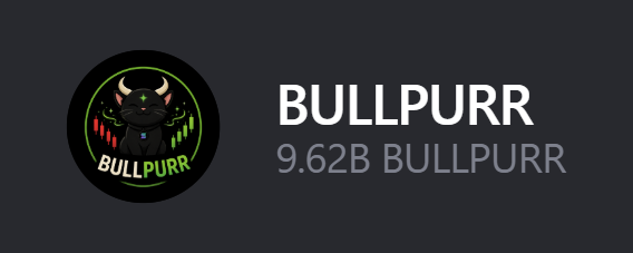 A black circular logo featuring a green-eyed bull cat with "BULLPURR" text sits beside the heading "BULLPURR" and the value "9.62B BULLPURR" on a dark background, likely promoting a crypto airdrop giveaway where users must engage to potentially receive tokens.