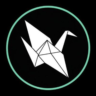 A teal-outlined circular logo featuring a white geometric origami-style paper crane on a black background, representing PaperDAO—the project being promoted in the giveaway post.