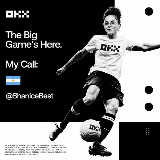 The image features an advertisement for soccer cleats that includes a woman kicking a soccer ball. The text of the post reads "The big game's here. My call!: #okx #mycall". This post promotes a social media campaign where people are encouraged to share their soccer games with others, using a specific hashtag (#okx) and tagging it in their posts.