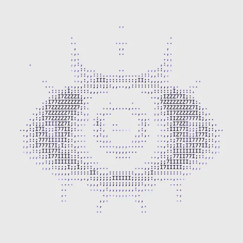A pixel art skull rendered in purple ASCII characters serves as the visual artwork for the sold NFT item referenced in the accompanying post. The image functions as the on-chain digital asset associated with the Robinho collection, as indicated by the truncated OpenSea URL.