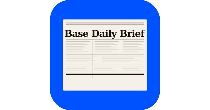 An icon for the 'Base Daily Brief' newsletter, depicted as a white newspaper with the title printed across the top, centered on a blue rounded square background.