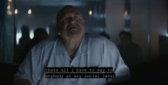 An older man with a mustache appears in what looks like an interrogation room setting, with the subtitle reading, "That's all I have to say to England do your worst, David." The scene's intensity of delivering a firm, unapologetic message mirrors the post's theme of confidently sizing up on high-conviction trades and refusing to settle for marginal opportunities.