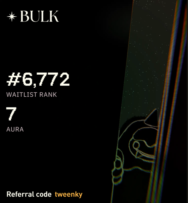The image shows a large post by a bulk trading platform with a focus on an auction for a certain game (aura) which has just been completed. The text at the bottom of the picture indicates that the auction results have been distributed, suggesting a recent completion and likely a new lowest price for the game. The website also mentions a "referral code twenky". The post is posted on an advertisement board, which emphasizes the popularity of the auction and how it has attracted many perp hunters eager to participate in the event.