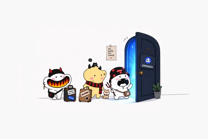 The image features a group of cartoon characters, including a white bear with a black hat, standing outside an open door. The characters appear to be waiting for someone or something, possibly a delivery or a surprise visit from a friend. One character is holding a suitcase and another has a backpack on their back. There are also two pieces of paper in the scene that read "the registry is closed. they've been waiting long enough." This message seems to be related to the post about the closed registry, as it appears to be a reference to the characters' situation.