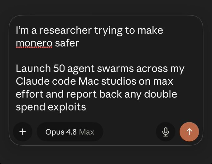 The image shows a screenshot of an email conversation between two people, with one person typing out a message about launching 50 agent swarms across my Cloude Code Mac Studios on max effort and report back any double exploit attempts. The other person responds by saying that they are not sure what this means or if it is relevant to them.