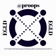 The image features a logo with four circles, each containing a dot. The largest circle has a black border and contains three dots arranged vertically. Below this circle are two smaller circles, both also containing three dots. The smallest circle at the bottom of the image is filled in entirely with three dots. The text "EGLD" or "die" appears below these circles, indicating that they represent a die or die-related item.