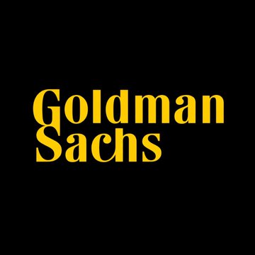 The image displays the distinctive yellow "Goldman Sachs" logo set against a black background. This branding accompanies the news of Goldman Sachs disclosing its $86.5 million holdings across five XRP ETFs in a Q2 13F filing.