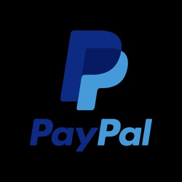 The PayPal logo, featuring its signature blue overlapping 'P' design above the 'PayPal' wordmark, on a black background.
