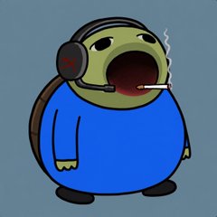 A cartoon frog character wearing a headset with a wide-open mouth appears to be shouting or gasping, with smoke rising beside it. The image illustrates the post's aggressive mockery of someone as a "fat fucking frog" while promoting a MrFrog token contract address and criticizing them for falling for fake tokens.