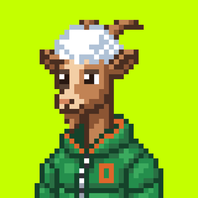A pixel art illustration of a goat wearing a green jacket and a white backwards cap, set against a bright green background. The image visually represents the "THE GOAT WL" (Whitelist) mentioned in the post, serving as the mascot for the whitelist application review process.