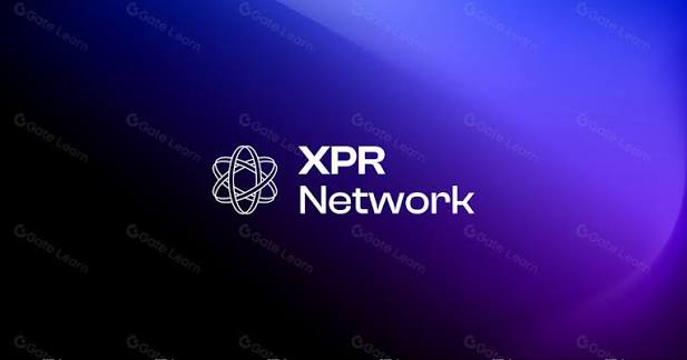 The XPR Network logo displayed on a purple gradient background with 'Gate Learn' watermarks visible.