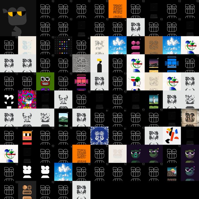 A grid of Opepen NFT collection thumbnails, predominantly featuring pixel art designs with various characters, landscapes, and abstract patterns, representing the user's wallet holdings of 112 Opepen tokens from Set 028, Edition 20, including the STEPEPEN collectible received by address 0xb276...ac1c.
