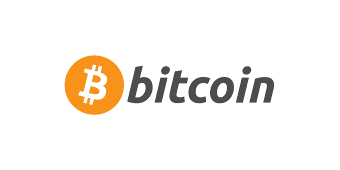The Bitcoin logo with the orange circular '₿' symbol next to the word "bitcoin" in lowercase dark gray text on a white background.