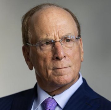 A serious-looking older man with glasses, wearing a dark suit and purple tie, is shown in a professional headshot. The image appears to be a portrait of a BlackRock executive, relevant to the post discussing BlackRock's recent selloffs of Bitcoin and Ethereum holdings.
