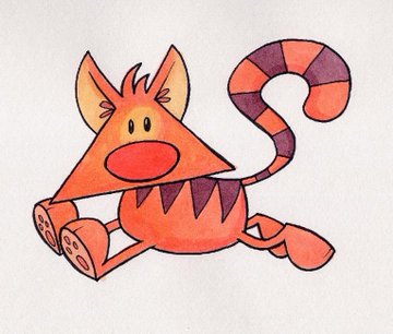 A hand-drawn, cartoonish orange cat-like creature with a triangular head, red nose, striped tail, and small wheels/legs sits against a white background, fittingly serving as a playful mascot for the "$Bob" cryptocurrency token.