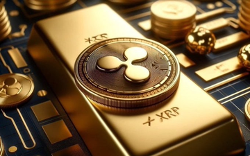 A golden XRP coin rests atop a gold bar, both embossed with the "XRP" ticker and Ripple logo, surrounded by scattered gold coins on a dark surface—visually reinforcing the post's claim that major financial institutions like the DTCC, Fed, and ECB will adopt the XRP Ledger, implying $XRP is the essential gateway to this institutional adoption.