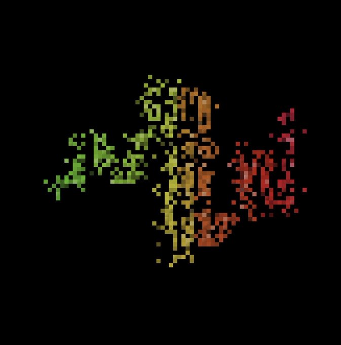 A pixelated figure in Rastafarian-inspired red, yellow, and green colors appears to be dancing or moving, complementing the post celebrating @itsriggles securing something. The blocky, retro-art style and color scheme evoke a vibrant, playful aesthetic tied to the announcement.