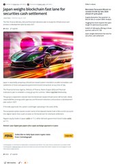A webpage article titled "Asian weight loss/hotpot first time for securities cash settlement" featuring an image of a green race car.