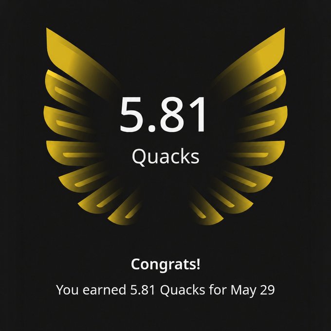 The image features a gold-colored logo with the text "5.81 Quacks" written below it, which indicates that the user has earned 5.81 Quacks for completing an activity or task within the context of this post. The post also mentions that the user can focus on two things at once but cannot effectively concentrate on more than one thing simultaneously.