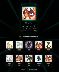 A smartphone screen showing a Pokemon collection app with Cramorant featured prominently at the top and other Pokemon cards below.