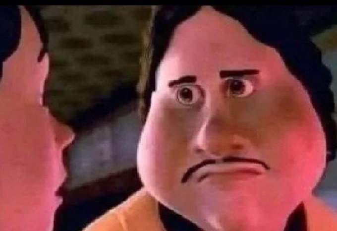 A screenshot from an animated movie showing a character with a displeased, frowning expression looking at another person off-screen.