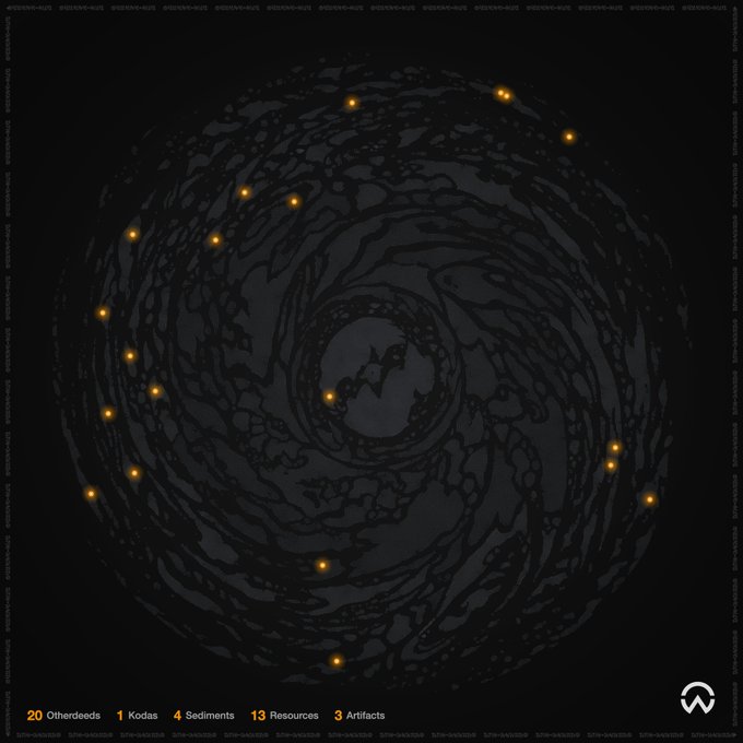 The image features a large, black spiral galaxy with numerous stars at its center. The galaxy appears to be spinning rapidly, creating an intricate pattern of light and dark areas. The text "Minted on ApeChain!" is present near the bottom right corner of the image. This suggests that the image might be related to a website or social media post about the galaxy, possibly discussing its unique features or sharing interesting facts about it.