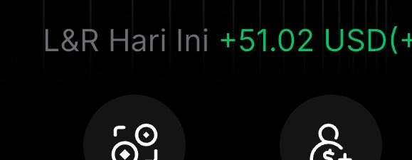 App interface showing 'L&R Hari Ini' and '+51.02 USD(+' with icons for money and user profile below.