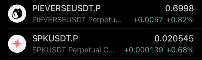 The image shows a screenshot of a trading platform with two different lists displayed, one for SPK and another for PIEversEUSDT. The lists are side by side, allowing users to compare the current prices or other relevant information easily. The text "SPK" is visible in both lists, indicating that it's an important factor to consider when making trading decisions.