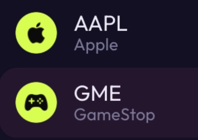 The image displays a list of tokenized US stocks, showing "AAPL - Apple" and "GME - GameStop" on a dark background with green circular icons (an Apple logo and a game controller, respectively). The post highlights how the SEC's new exemption for onchain trading of tokenized US stocks opens the door for platforms like Silk Suite to potentially bring such assets onto Hedera.